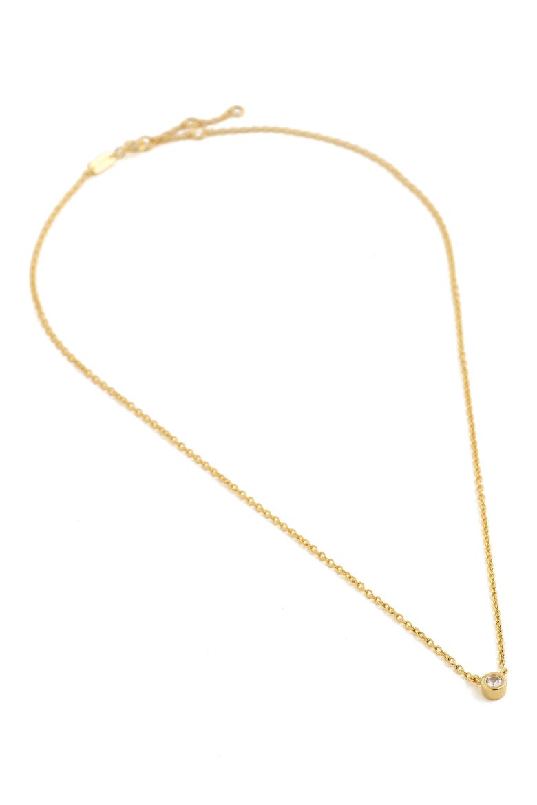 Demi Fine Cubic Zirconia Bezel Pendant Necklace, Main, color, 14K GOLD