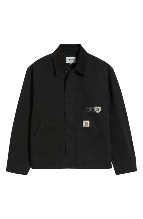 Carhartt Work In Progress Og Arcan Graphic Organic Cotton Canvas Jacket In Black