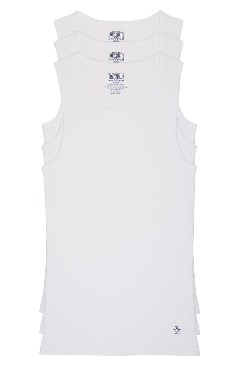 Original Penguin 3-Pack Supersoft Cotton Tank Tops, Alternate, color, White