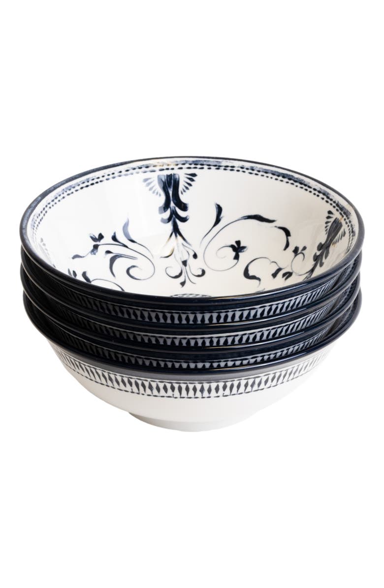 LEMIEUX ET CIE Bruges Porcelain 4-Piece Ramen Bowl Set, Alternate, color, Blue