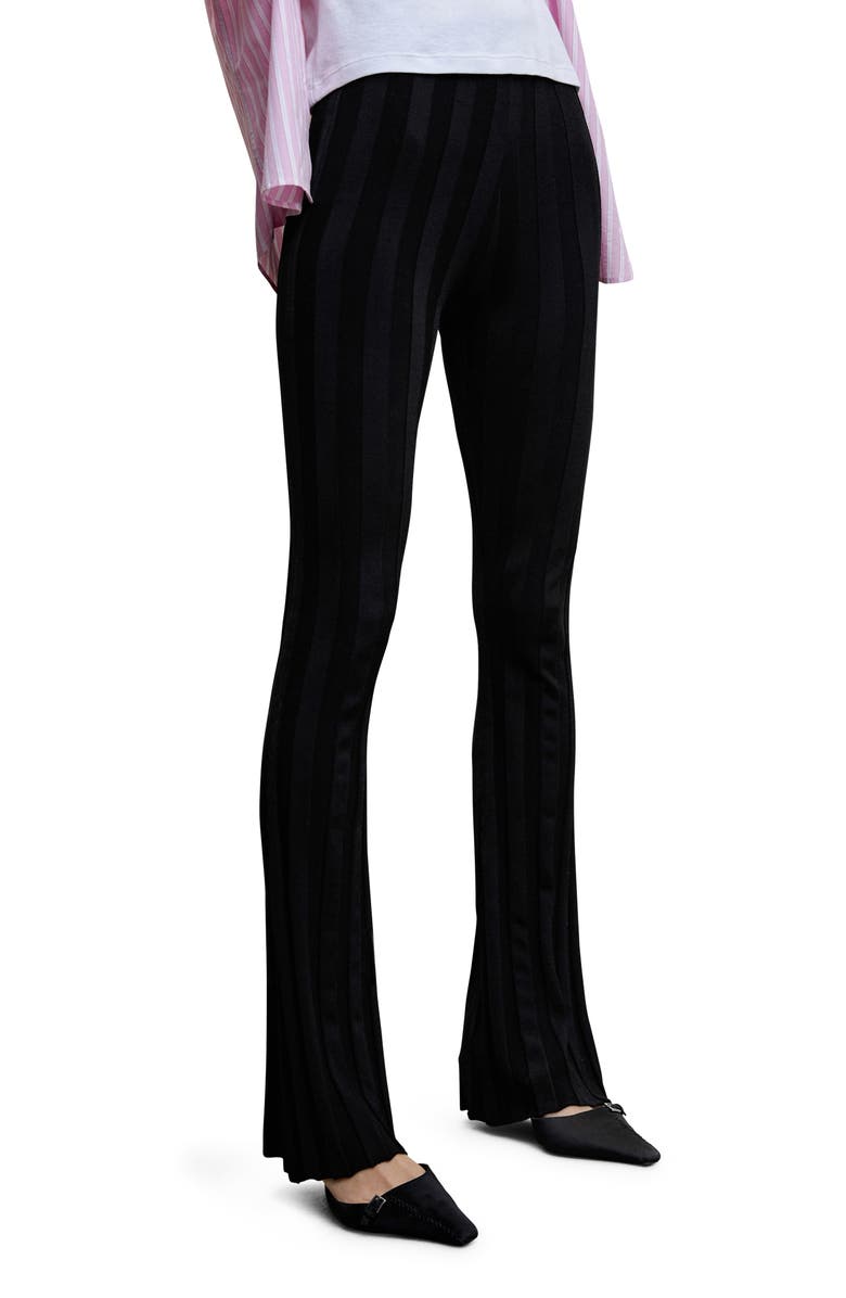 MANGO Wide Rib Knit Flare Leg Pants, Main, color, 