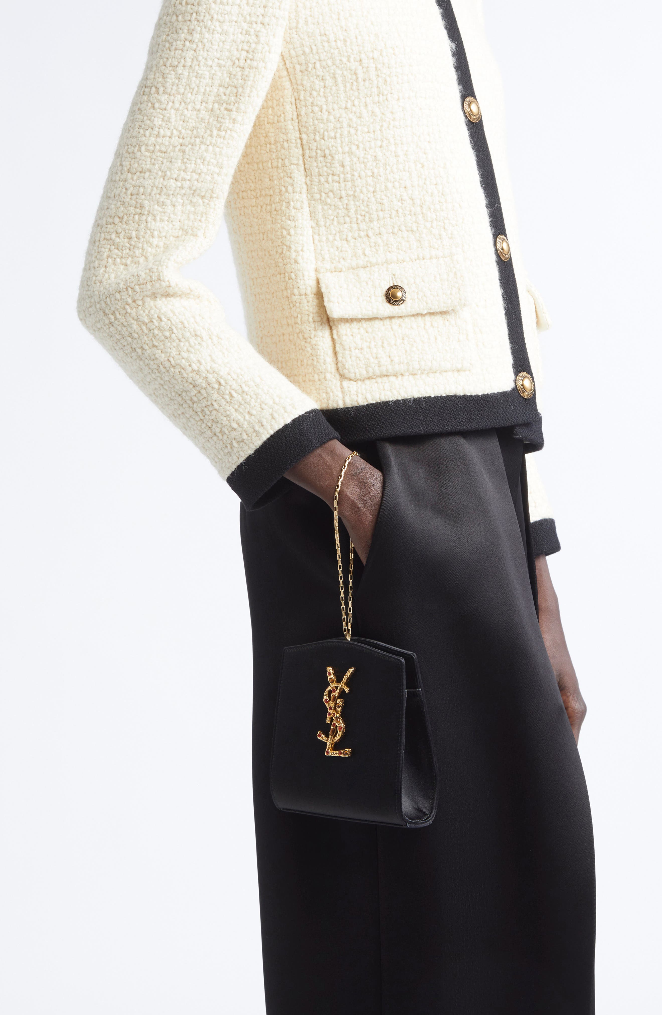 Saint Laurent Mini Sac À Bijoux Satin Bag, Alternate, color, 