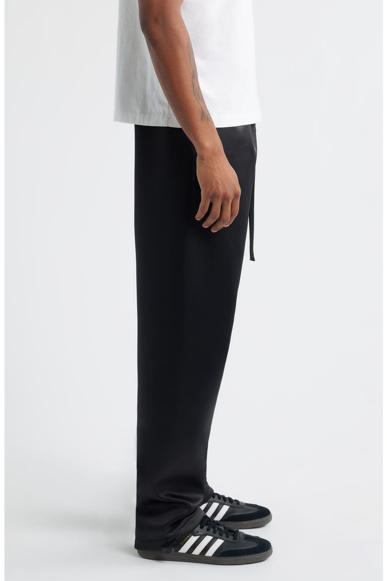 Relaxed Bonded Satin Track Pants, Alternate, color, JET BLACK