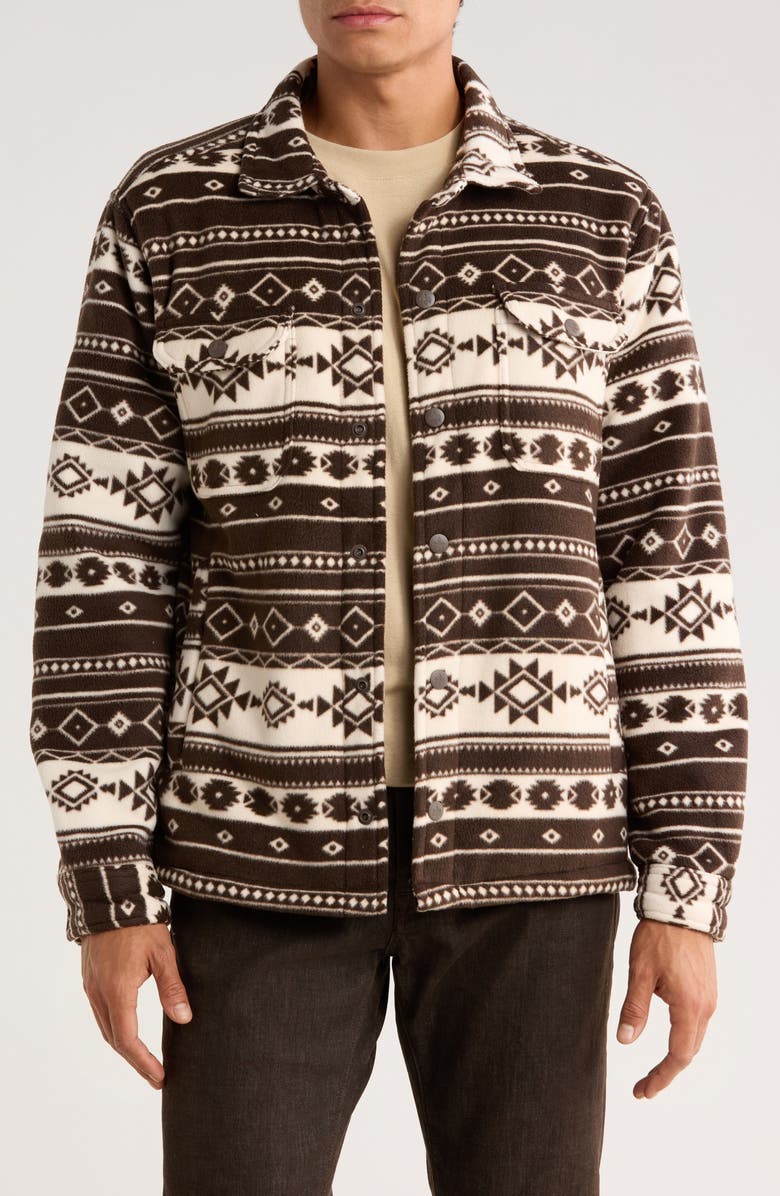 Rainforest Edgewood Geometric Bonded Fleece & Faux Shearling Jacket, Main, color, Oatmeal/ Brown