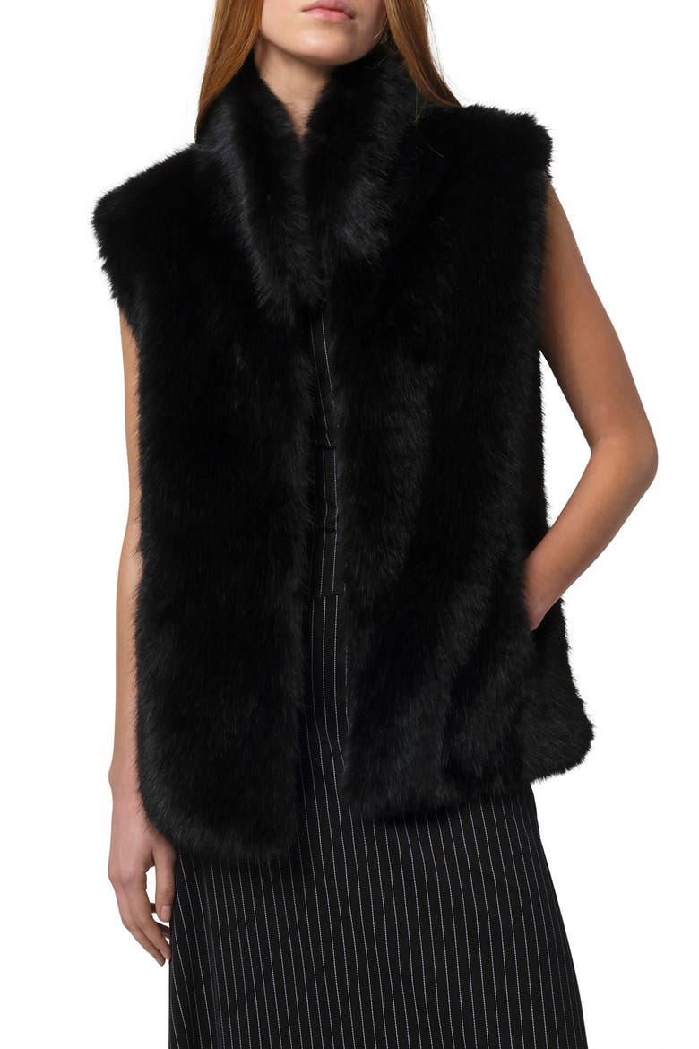Laila Pluche™ Faux Sable Vest, Main, color, NOIR