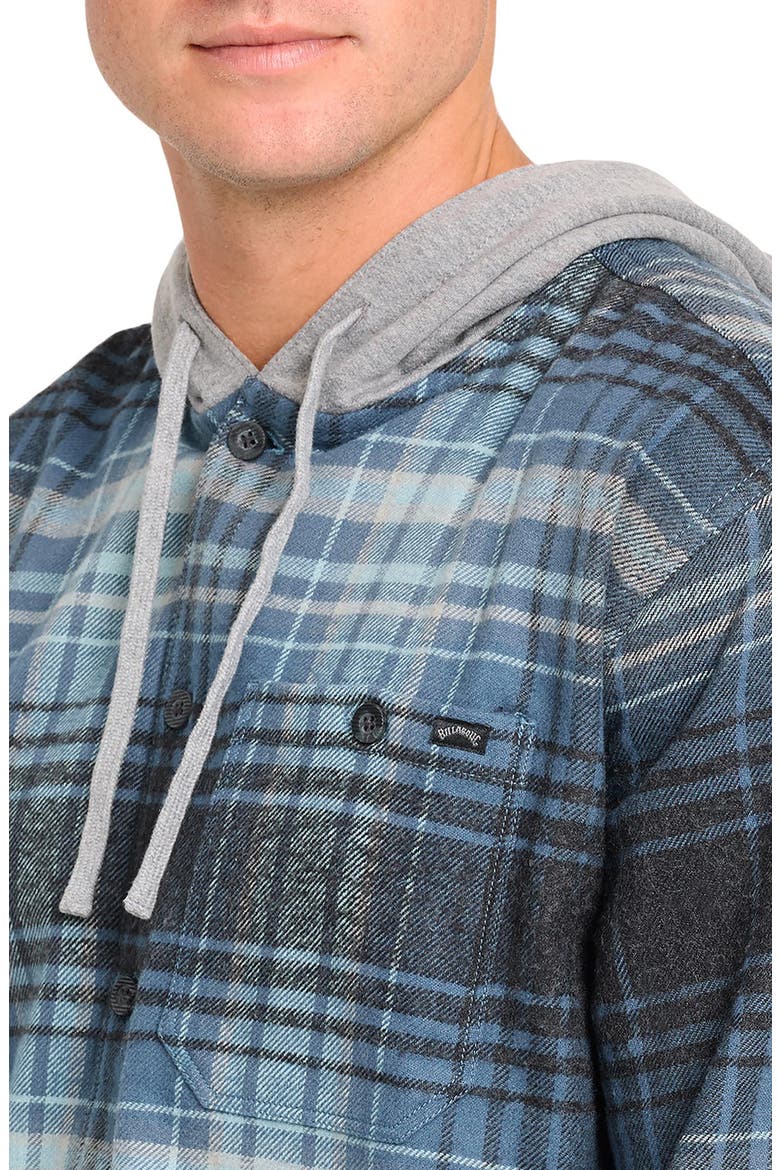 Baja Hooded Flannel Button-Up Shirt Jacket, Alternate, color, DARK DENIM