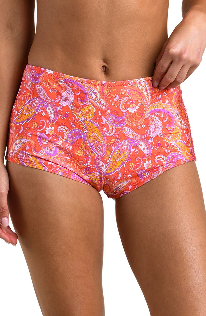 Sunshine 79 Paisley Daze Swim Shorts, Alternate, color, Orange Multi