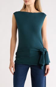 Renee C Side Tie Stretch Modal Top