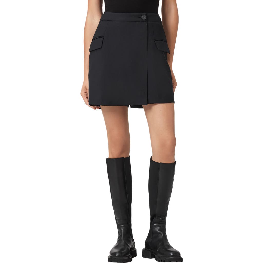 Allsaints Mimmie Wrap Skort In Black