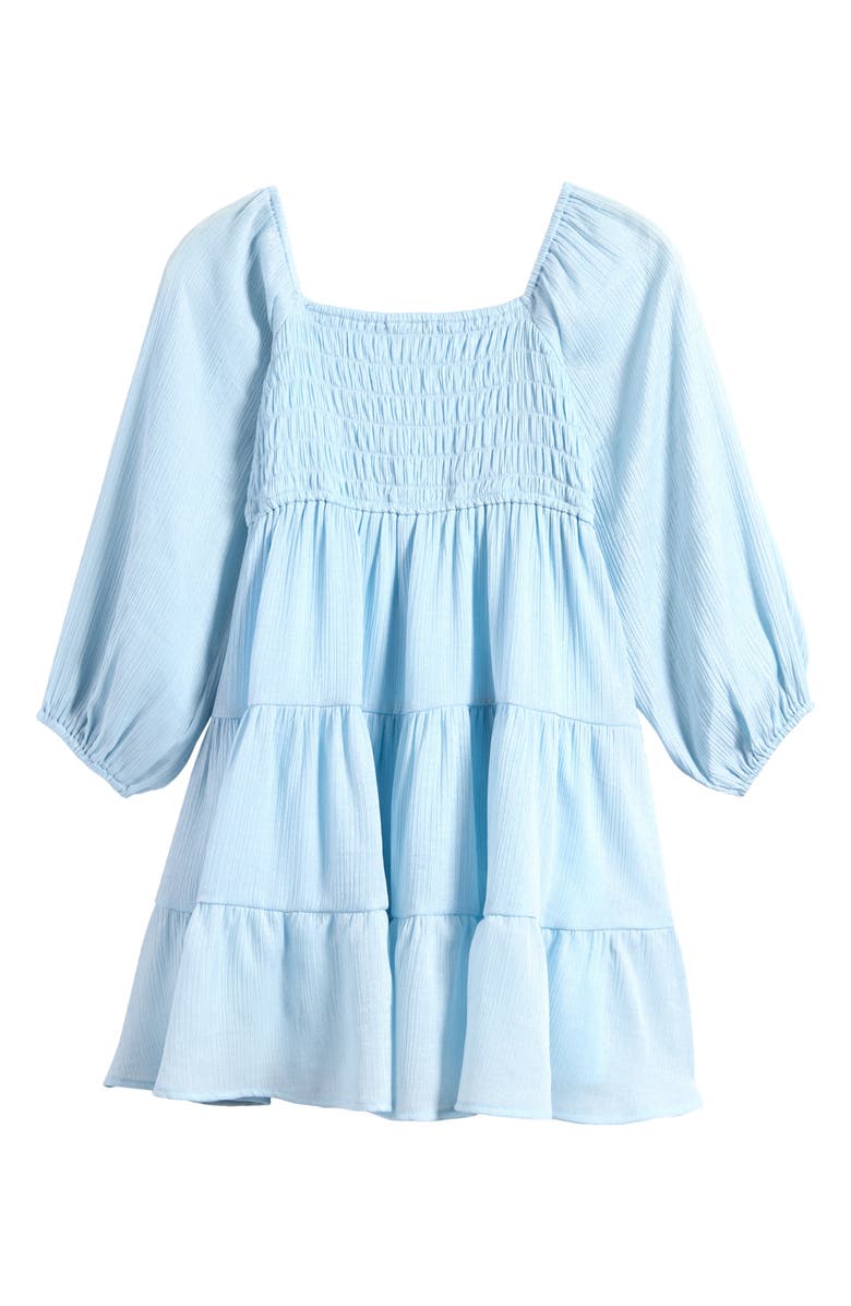 Ava & Yelly Kids' Shimmer Crinkle Long Sleeve Babydoll Dress, Alternate, color, 