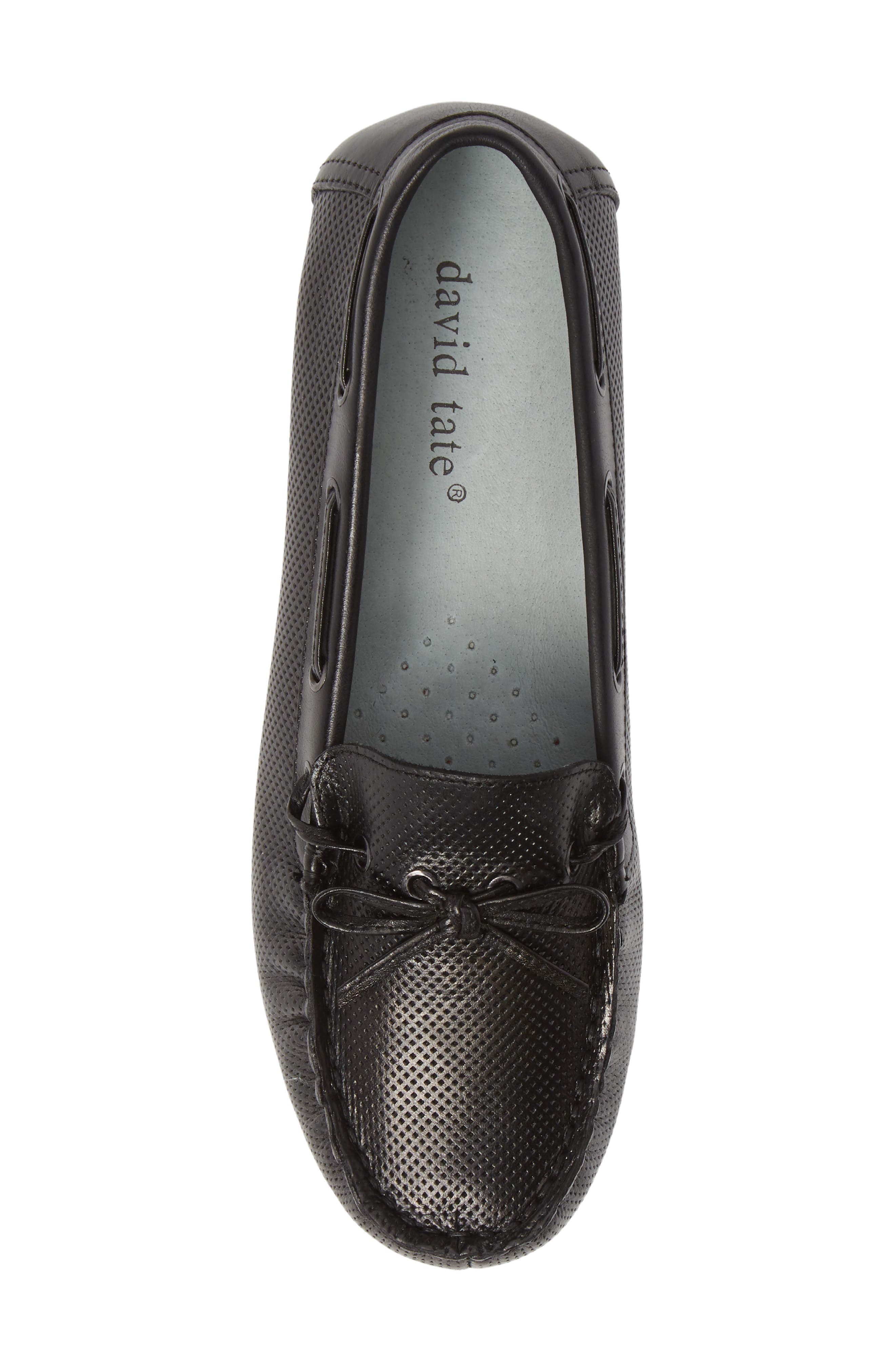 David Tate Perforated Slip-On Flat - Multiple Widths Available, Alternate, color, Black Leather