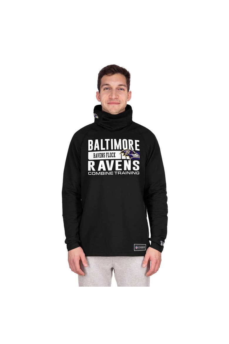 Men's New Era Black Baltimore Ravens Functional Fandom Balaclava Helmet Stripe Tri-Blend Hoodie, Alternate, color, Black