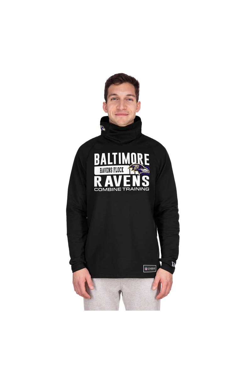 New Era Men's New Era Black Baltimore Ravens Functional Fandom Balaclava Helmet Stripe Tri-Blend Hoodie, Alternate, color, Black