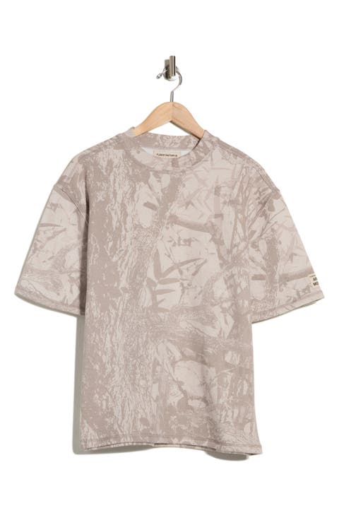 Tonal Leaves Fleece T-Shirt