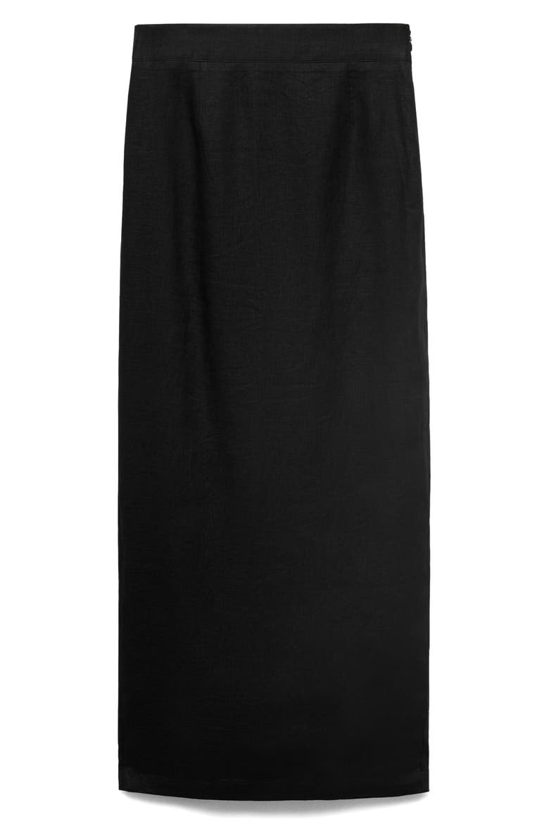 Linen Pencil Skirt, Alternate, color, BLACK