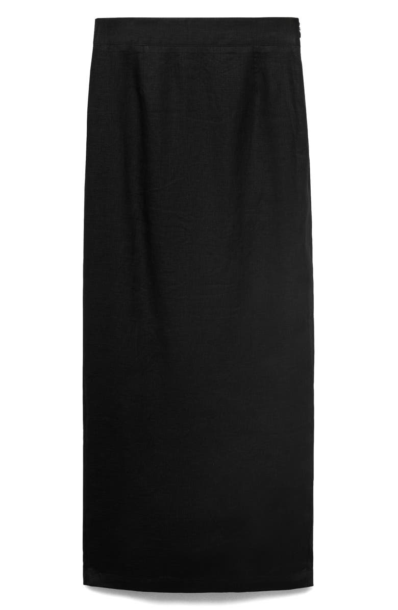 MANGO Linen Pencil Skirt, Alternate, color, Black