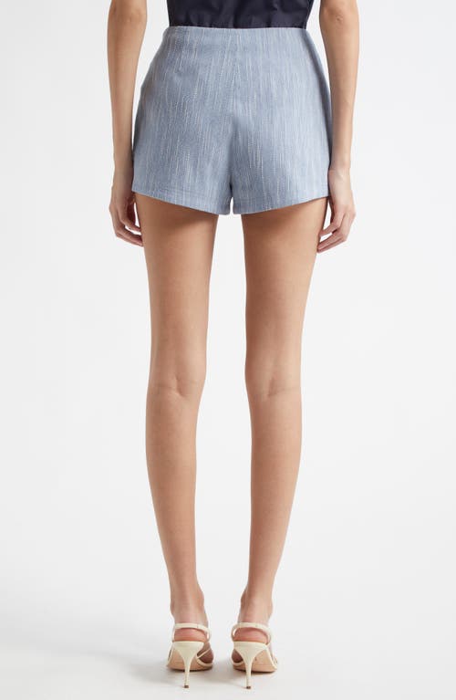 Shop Ramy Brook Samira Front Button Shorts In Light Indigo Slub