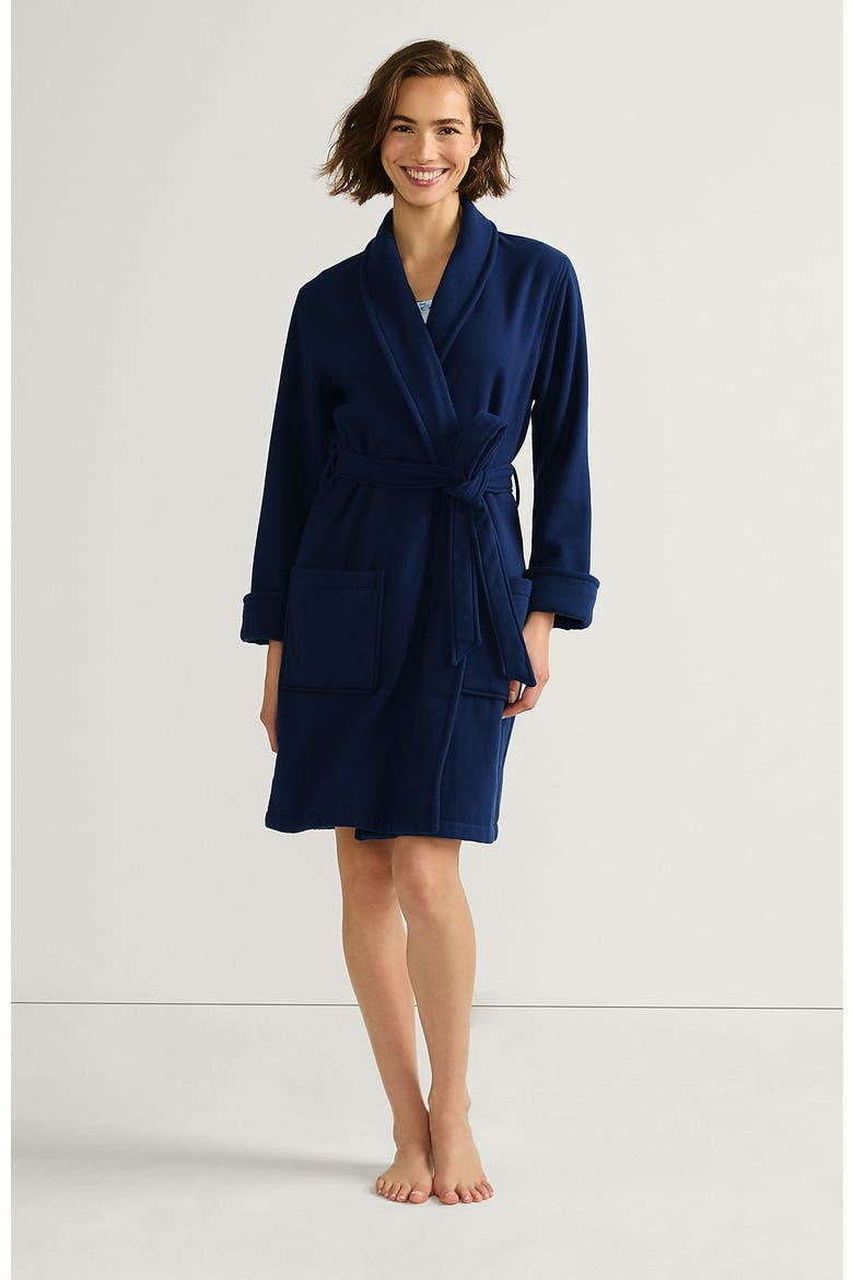 Cotton Terry Knee Length Spa Bath Robe, Main, color, Deep Sea Navy