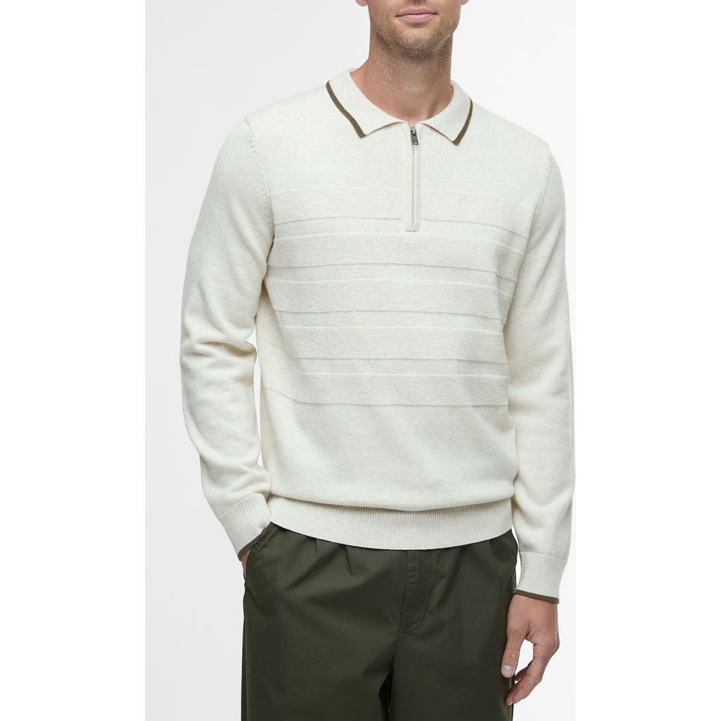 Barbour Fenhill Wool Blend Long Sleeve Polo In White