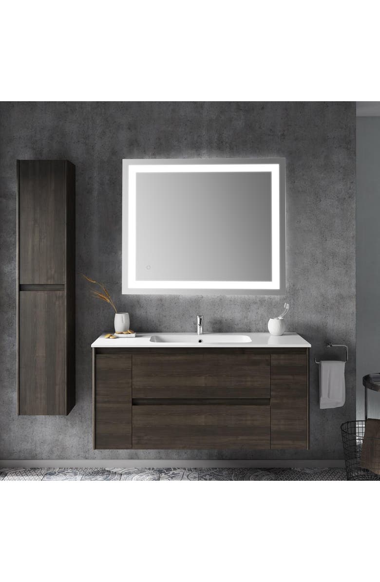 JONATHAN Y Remy Rectangular Frameless Antifog Front-Lit Wall Bathroom Vanity Mirror with Smart Touch, Alternate, color, 