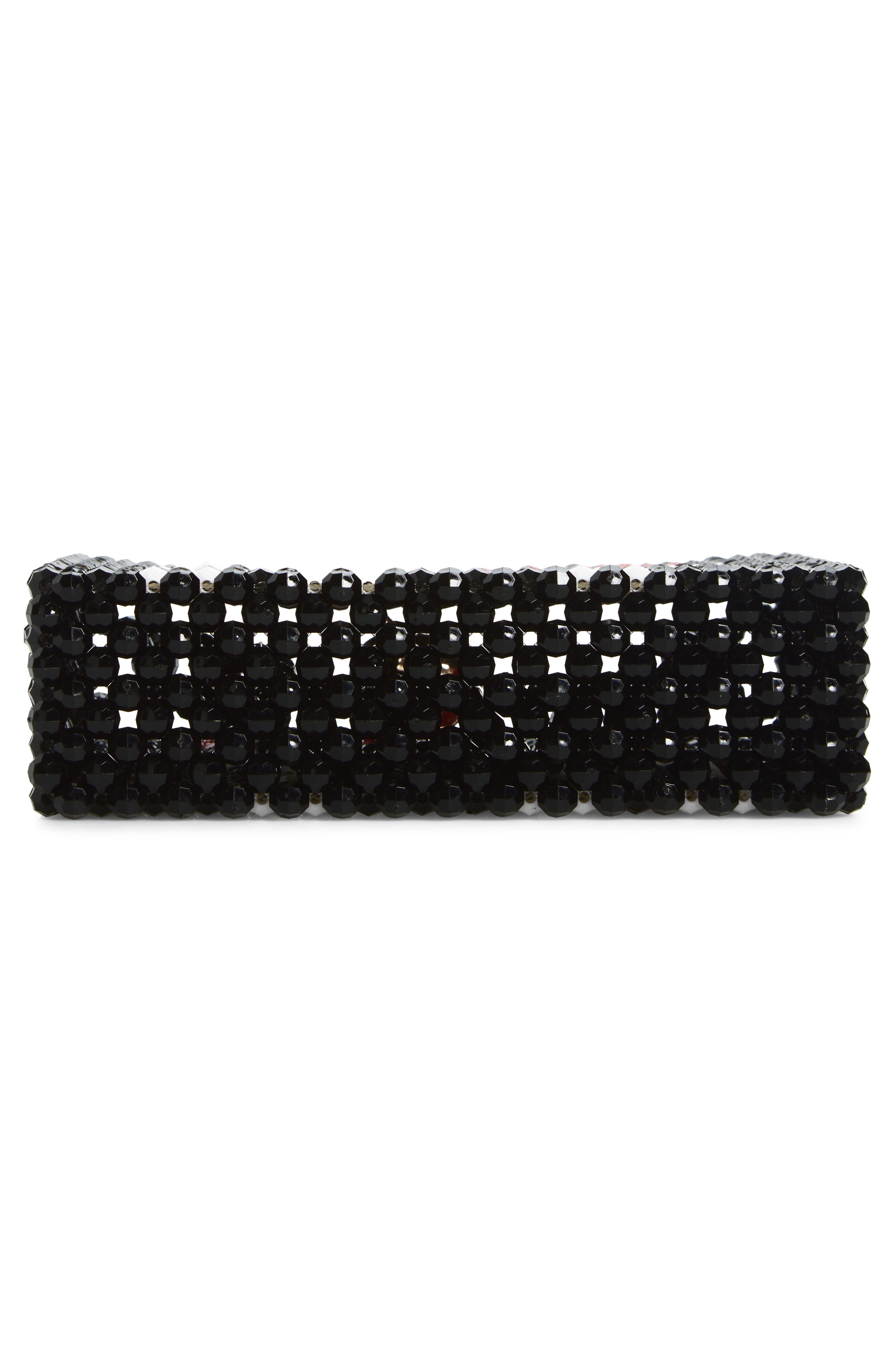 Susan Alexandra I LOVE NY Beaded Top Handle Bag, Alternate, color, Black