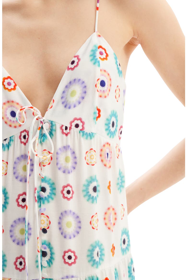 Long Geometric Print Strappy Dress, Alternate, color, WHITE