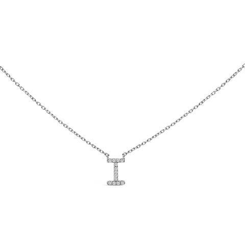 10K White Gold Diamond Accent "A-Z" Block Initial Pendant Necklace