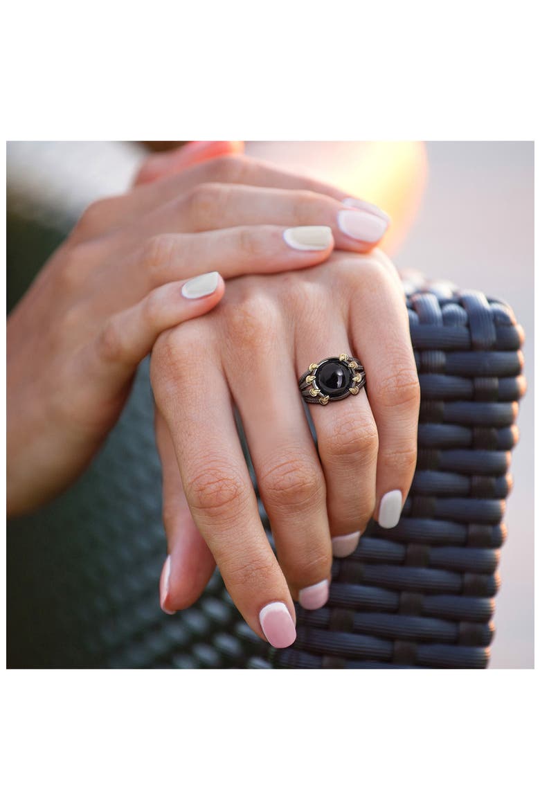 Black Agate Rope Ring, Alternate, color, BLACK