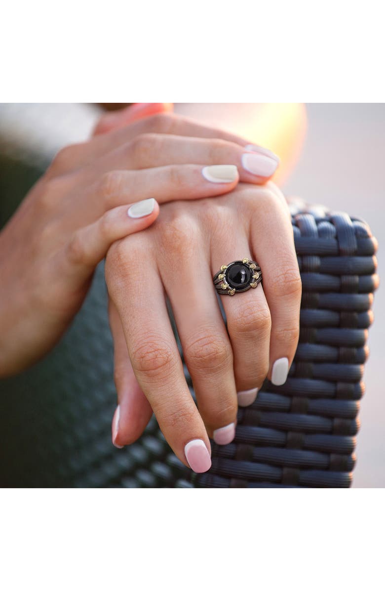 DELMAR Black Agate Rope Ring, Alternate, color, Black