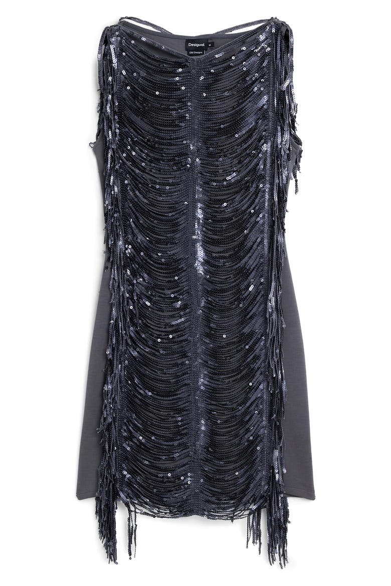 Sleeveless Sequin Minidress, Alternate, color, BLACK