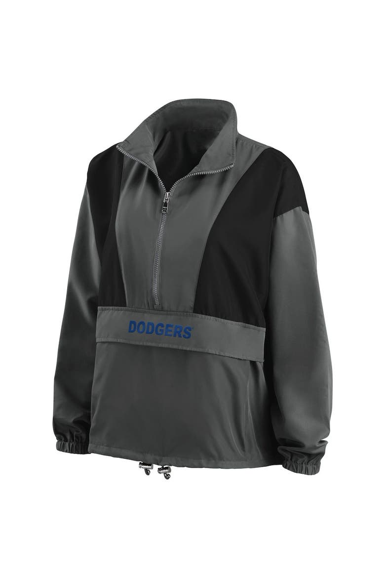Women's WEAR by Erin Andrews Charcoal Los Angeles Dodgers Packable Half-Zip Jacket, Alternate, color, Charcoal