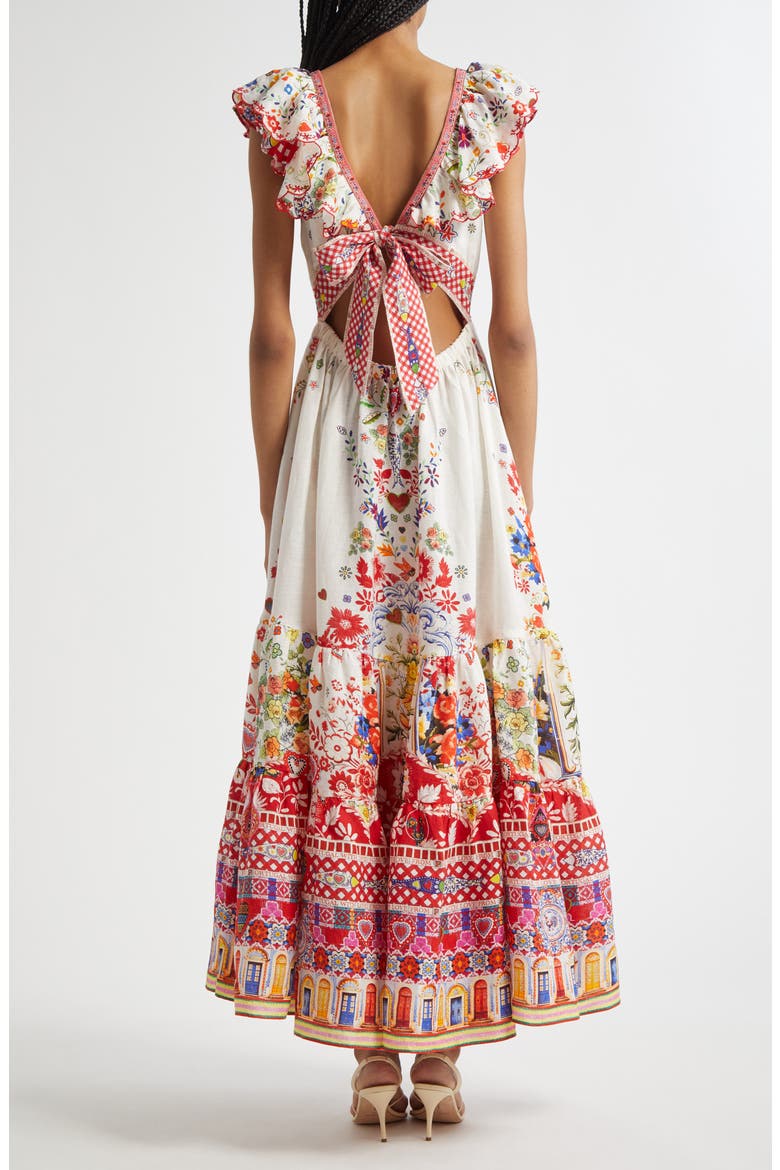 Tiered Ruffle Linen Maxi Dress, Alternate, color, FAITH LUCK JUSTICE