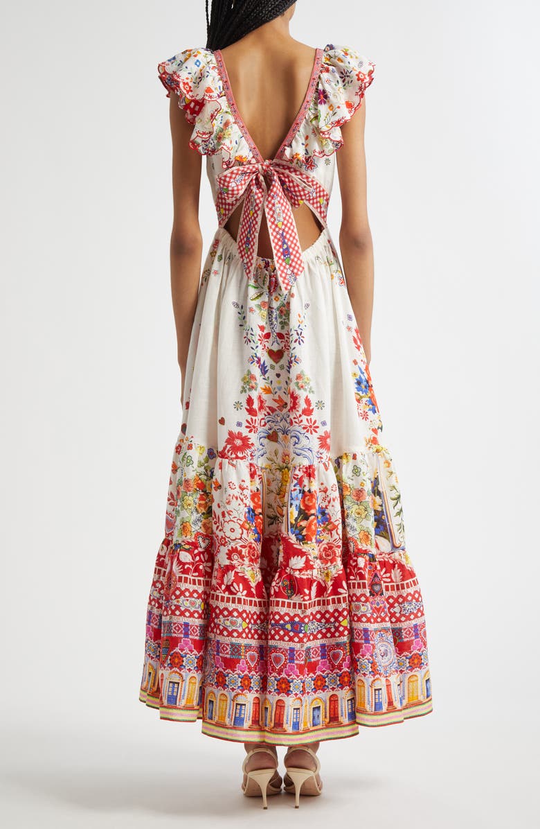 Camilla Tiered Ruffle Linen Maxi Dress, Alternate, color, 