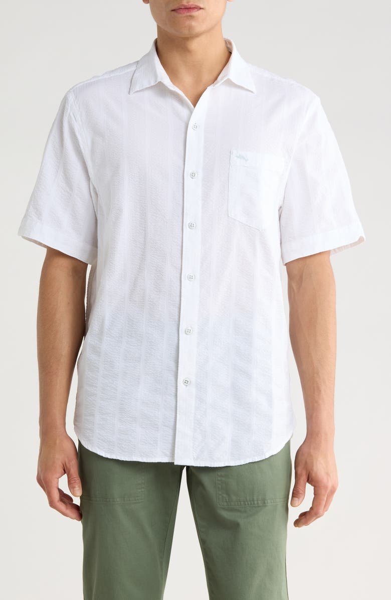 Tommy Bahama Nova Wave Short Sleeve Seersucker Button-Up Shirt, Main, color, White