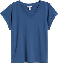 Caslon® Roll Cuff V-Neck T-Shirt