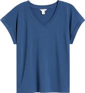 Caslon® Roll Cuff V-Neck T-Shirt