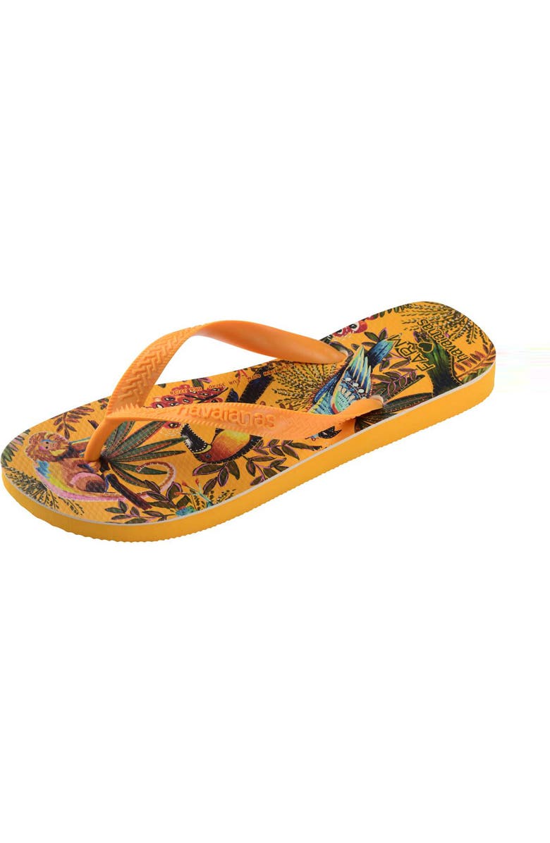 Havaianas x FARM Rio Into the Jungle Flip Flop, Alternate, color, Yellow Pop
