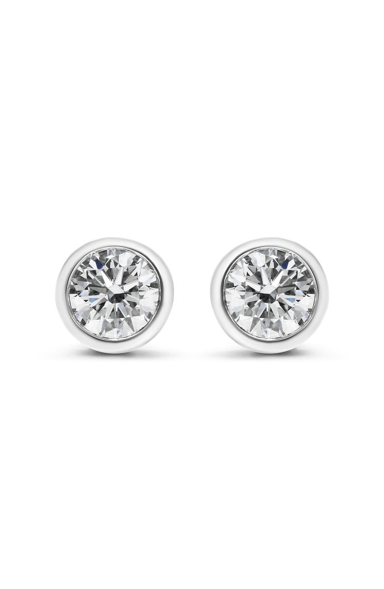 Haus of Brilliance 14K White Gold 2.0 Ct Lab Grown Diamond Classic Bezel Solitaire Stud Earrings, Alternate, color, White