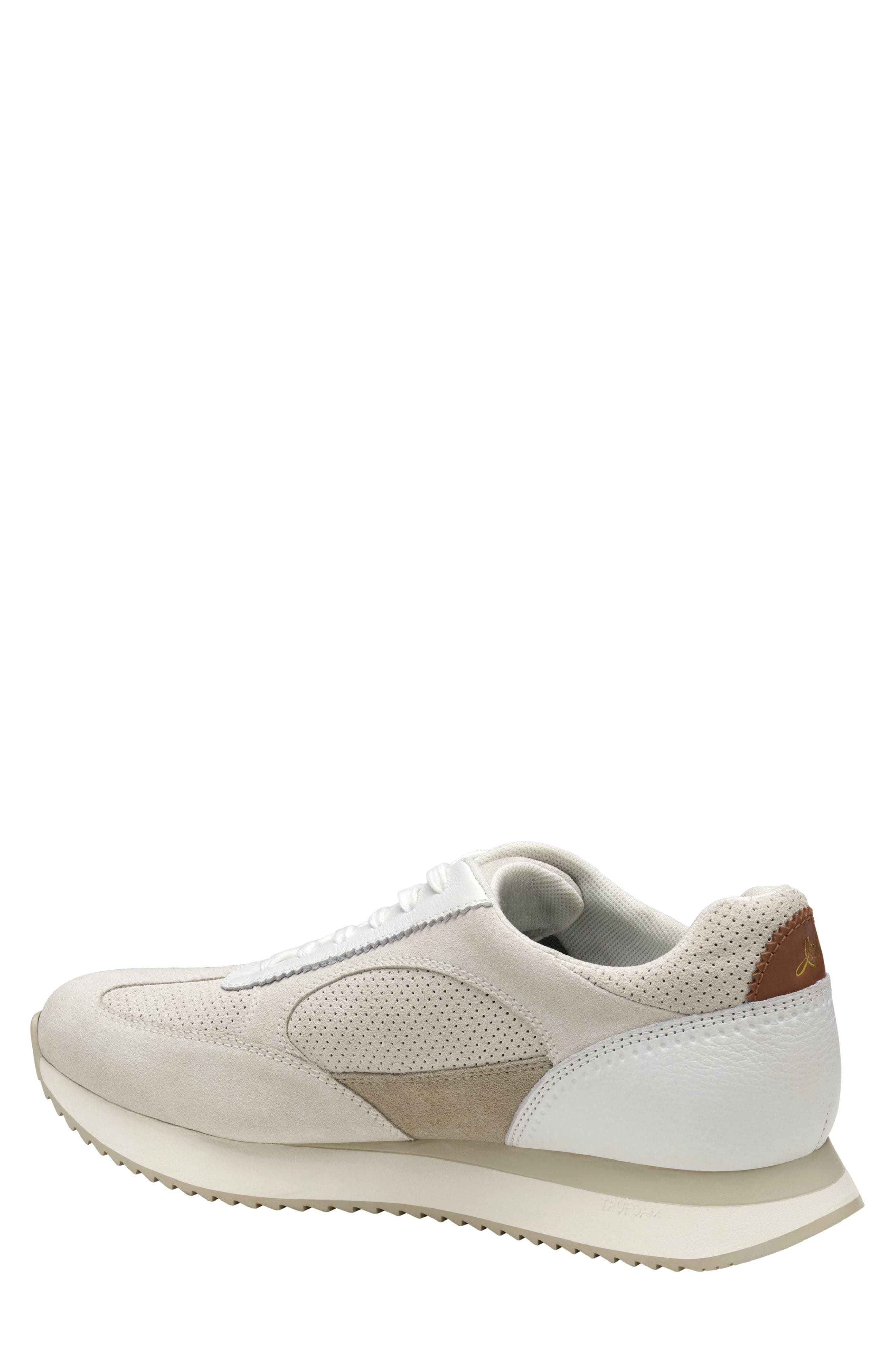 Johnston & Murphy Chase Perforated Sneaker, Alternate, color, White Suede/ Full Grain