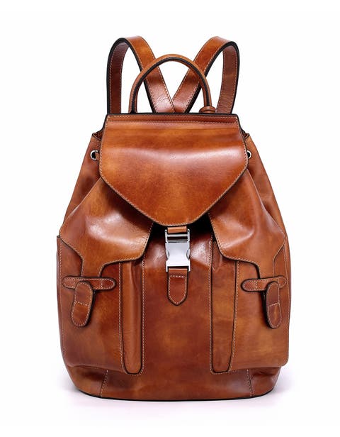 Rock Valley Genuine Leather Foldover Pocket Backpack
