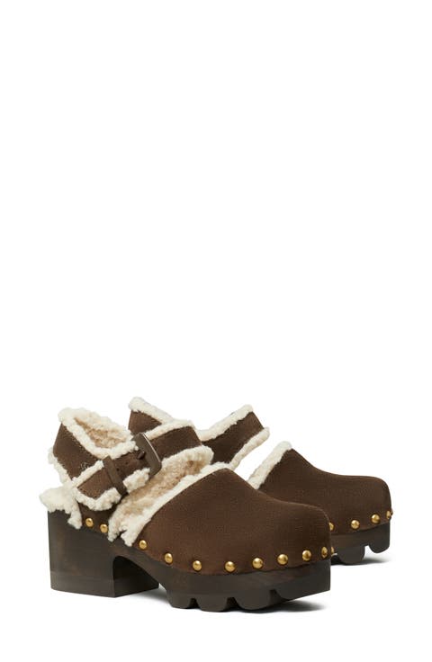 Genuine Shearling Lug Sole Clog (Women)