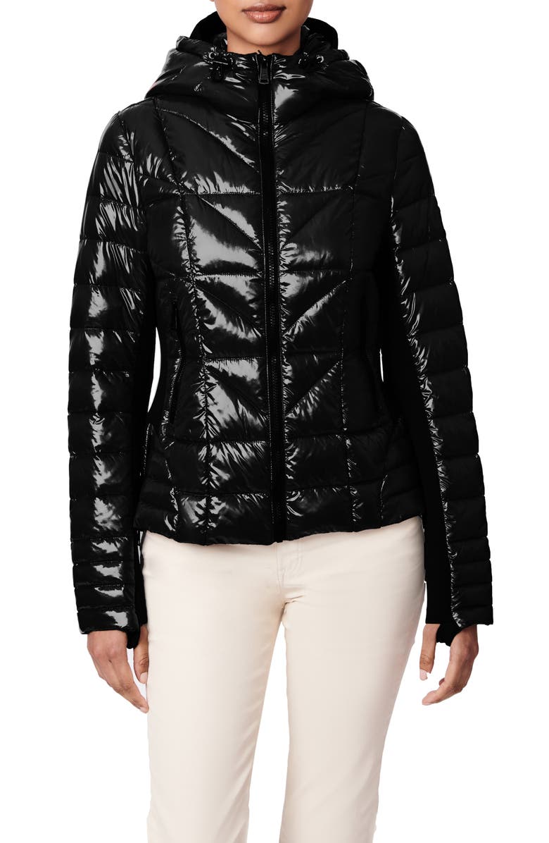 Bernardo Shiny Neoprene Water Resistant Puffer Jacket, Main, color, 