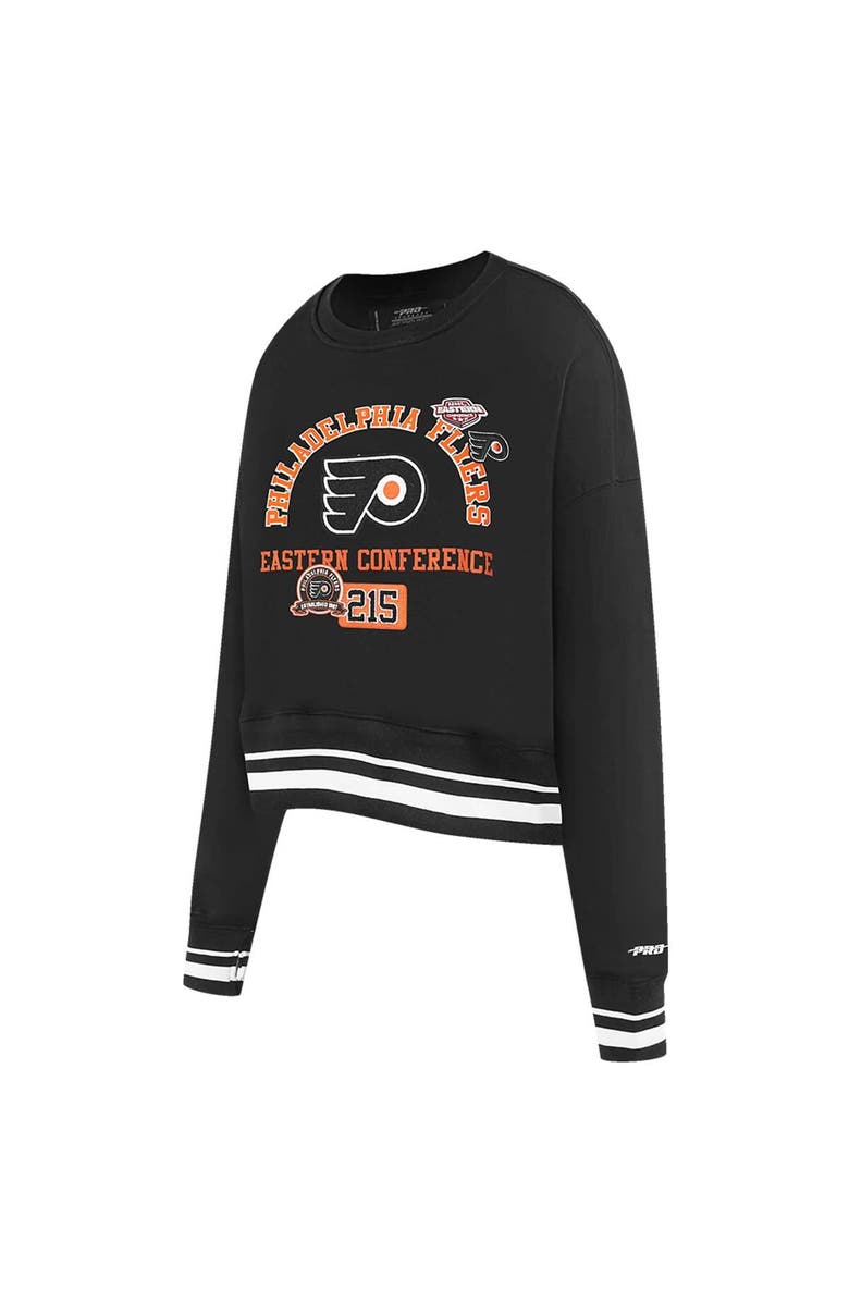 PRO STANDARD Women's Pro Standard  Black Philadelphia Flyers Area Code Cropped Pullover Sweatshirt, Alternate, color, Black