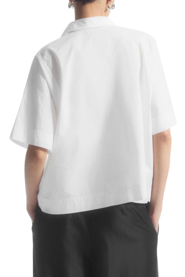 Boxy Short Sleeve Cotton Button-Up Shirt, Alternate, color, WHITE