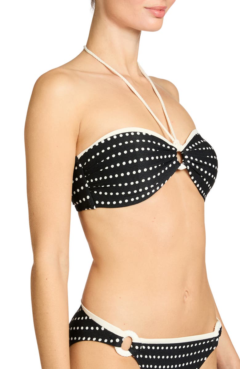 Robin Piccone Millie Bandeau Bikini Top, Alternate, color, Black/ Ecru