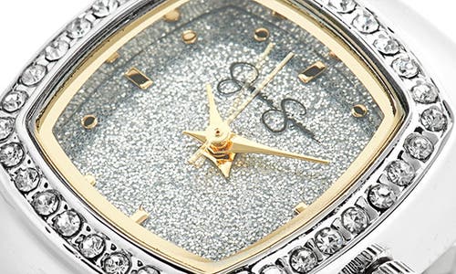 Jessica Simpson Glitter Ring Watch In Silver