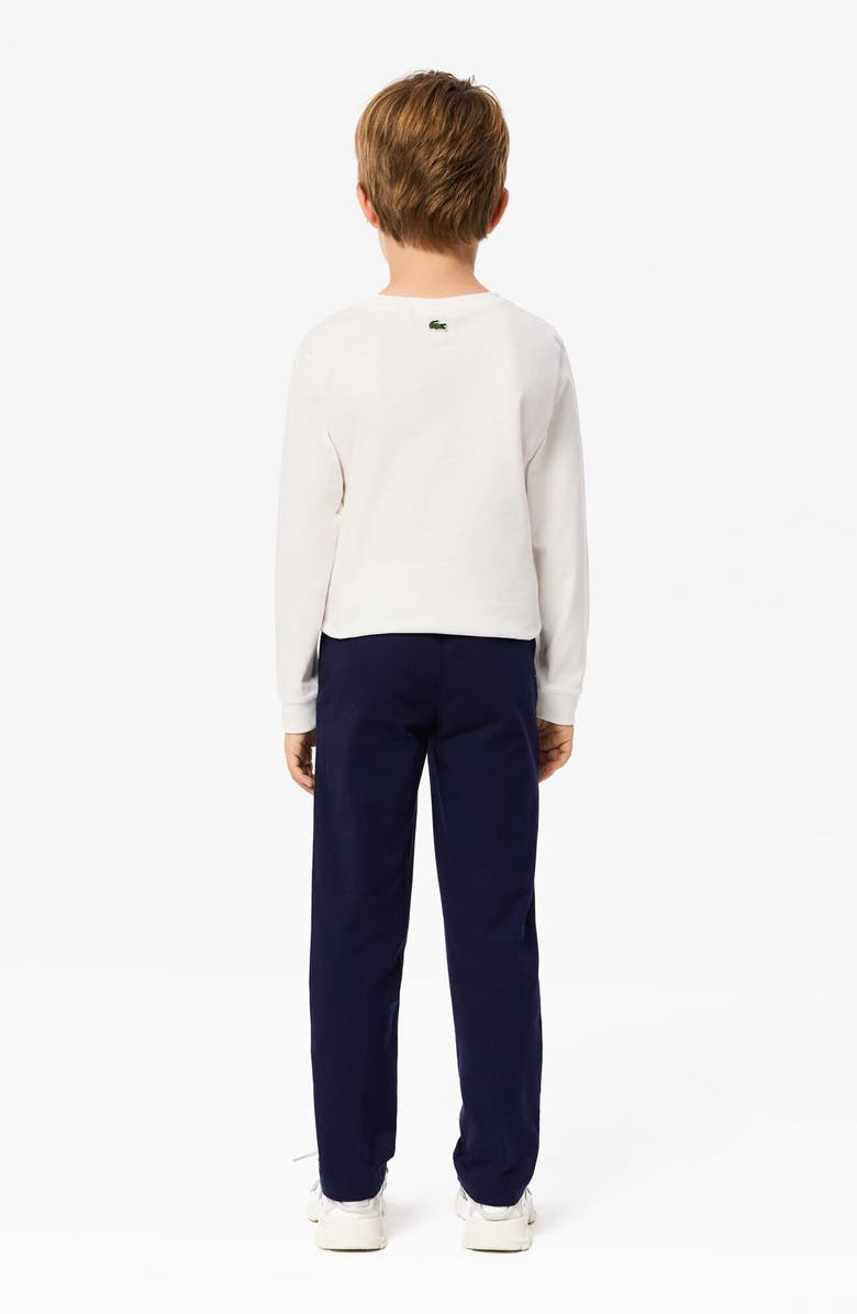 Lacoste Kids' Stretch Organic Cotton Twill Pants, Alternate, color, Marine