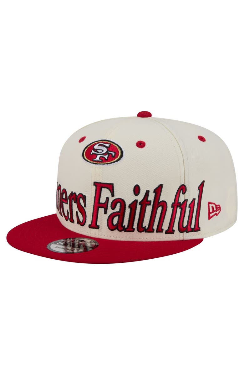 New Era Men's New Era Cream San Francisco 49ers Oversized Slogan 9FIFTY Snapback Hat, Alternate, color, Cream
