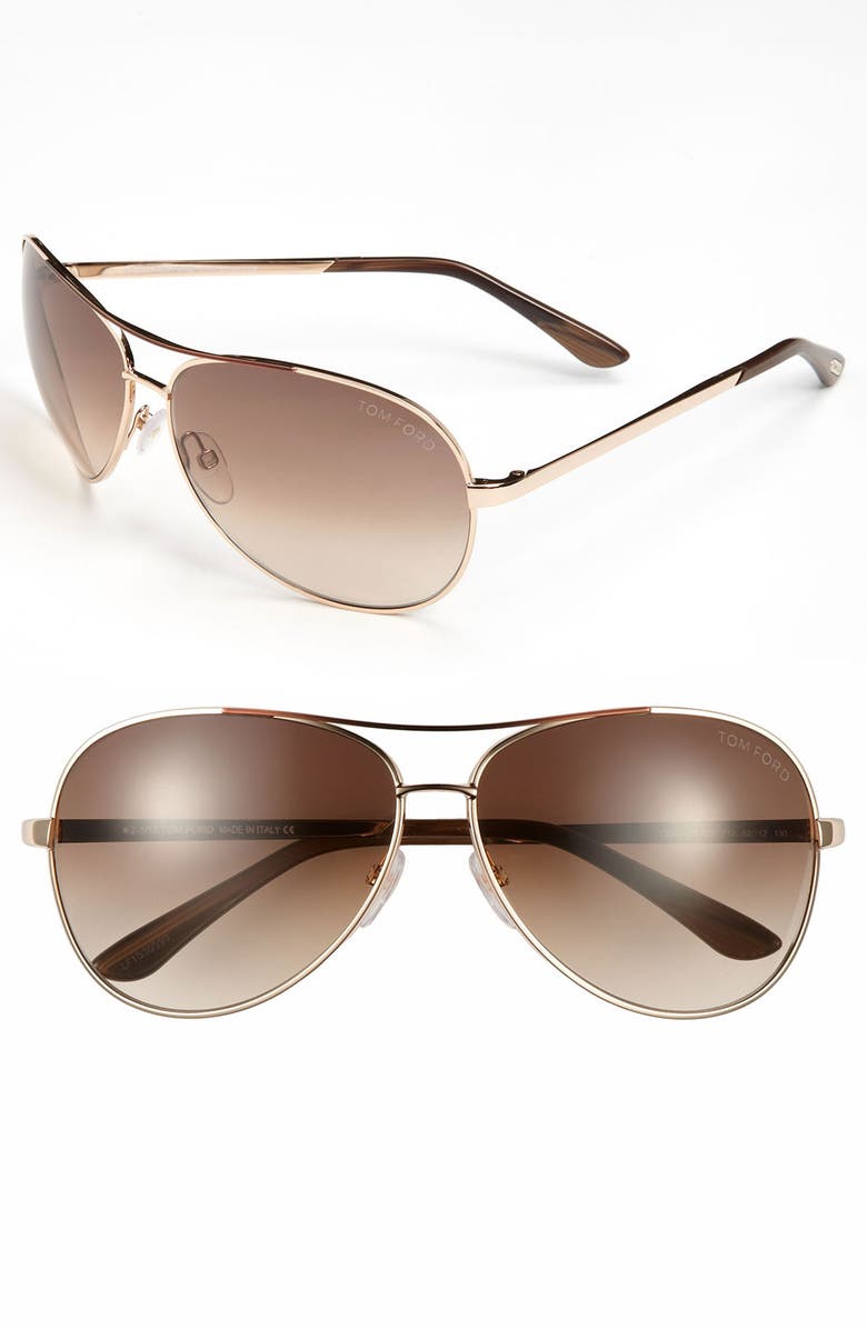 TOM FORD 'Charles' 62mm Aviator Sunglasses, Main, color, 