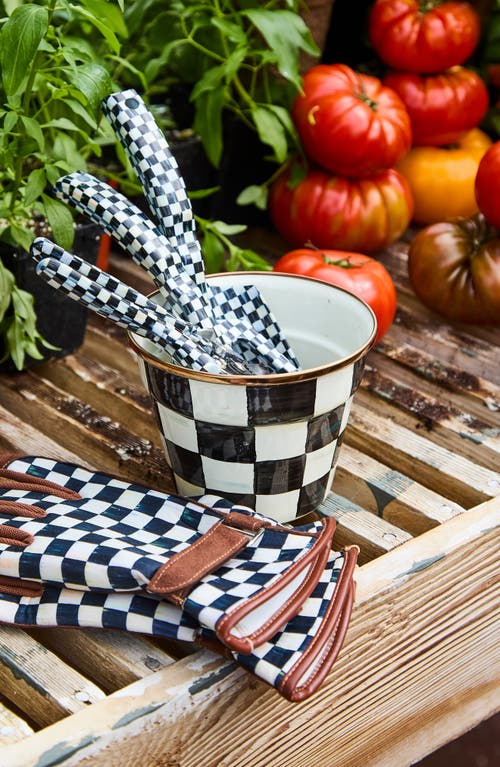 Mackenzie-childs Mackenzie Childs Courtly Check® Set Of 3 Enamel Herb Pots In Black
